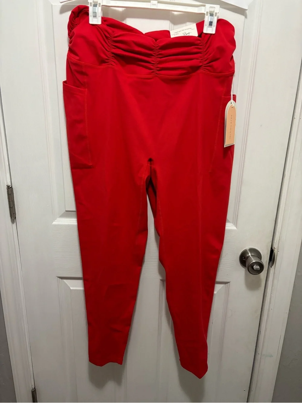 Blogilates High-Rise Red Leggings with Side Pocket